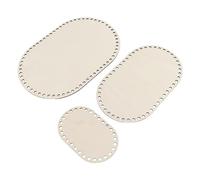 EIMSOAH Wooden Basket Bottom, 3Pcs Oval Blank Solid Crochet Basket Wood Base with Holes for DIY Weaving Craft Making Supplies