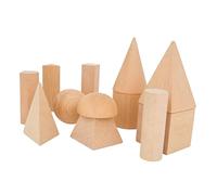EIMSOAH Wooden Geometric Shapes Blocks Educational Building Toy for Kids Math Learning, Cognitive Development, Interactive Learning for Teachers and Students, Beech Wood Material (12pcs)