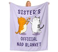 Einanmut Big Sister Birthday, Sister Gifts, 60''*50'' Purple Blanket with Cute Cat Unique Gift for sister, Best Sisters Gfts from Sisters for Graduation Wedding Christmas
