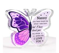 Einanmut Nanny Birthday Gifts, Unique Mothers Day Gifts for Nanny - Acrylic Butterfly Plaque, Best Christmas Anniversary Presents for Grandma/Granny/Nana/Nan, 3.9 * 3 * 0.5 Inches
