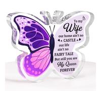 Einanmut Wife Birthday Gifts from Husband, Best Mothers Day Gifts for Wife - Acrylic Butterfly Plaque, Anniversary Wedding Newlywed Presents for Wife, 3.9 * 3 * 0.5 Inches