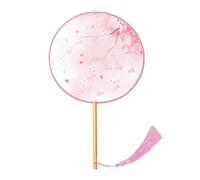 EINCORN Chinese Floral Pattern Silk Fan - Handcrafted, Intricate Artwork - Pink - Decorative - Living Room - Manual Control