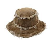 EINCORN Distressed Bucket Hat Multiple Color Fishing Hat Frayed Edge Bucket Hat Adult Vacation Spring Sunproof Fisherman Hat