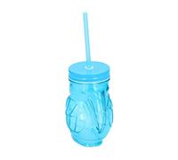 Eindhoven Coloured Glass Drinking Jar With Lid And Straw Toucan Novelty Reusable Mason Cocktails Wine Beer Party Kids Smoothie Juice Drinks Jar, 430ml (Toucan)
