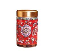 EINES Pantry Storage Containers Mini Enamel Tea Caddy With Alloy Lid Small Size Tea Brewing Caddy Portable Tea Storage Travel Sealed Caddy Ceramic Containers for Tea, Coffee, Flour, Sugar,