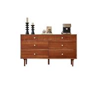 EINES Sideboard Buffet Cabinet 150x40x85cm Retro Solid Wood Living Room Dining Side Porch Cabinet Against The Wall Carved Six-drawer Storage Kitchen Buffet Storage Cabinet