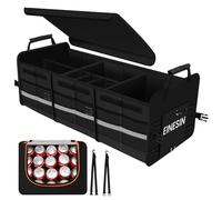 Einesin Car Boot Organiser with Cooler Bag, Extra Large Premium Expandable Compartments, Foldable Car Organiser, Trunk Organiser for Most Vehicles & Indoor