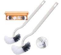 Einesin Toilet brush, toilet brush with edge cleaner, upgrade toilet brush, curved toilet brush, long handle, plastic toilet brush set with strong bristles for deep cleaning (2 pieces (with hook))