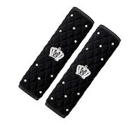 eing 2PCS Plush Car Seat Belt Cover Shoulder Seatbelt Pad with Bling Rhinestones Crown for Adults Youth,Black