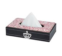 eing Rectangle Tissue Box Cover - Decorative Tissue Holder was Finished in Bling Crystal Diamonds and Made by Premium Leather,Perfect for Car,Office,Home - Pink
