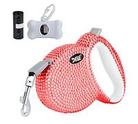 eing Retractable Dog Leash, Pet Walking Leash with Anti-Slip Handle, Strong Nylon Tape, 360°Tangle-Free, Suitable for Small Medium Dog Cat, Gift Waste Bags Dispenser Included,10 ft, Red