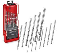 Original Einhell 13-Piece HSS-G Metal Drill Bit Set (HSS 4241 Steel, Highly Polished, 135° Split-Point Tip, Milled Type N Spiral, Round Shank Incl. Storage Box)