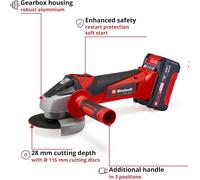 Einhell Pxc Cordless Angle Grinder 115mm 18V Tc-Ag 18/115 Li With Battery And Charger