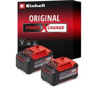 Einhell 18V 5.2Ah Lithium-Ion Battery Twin Pack Power X-Change, 2 x 5.2Ah Batteries, Universally Compatible With All Einhell PXC Power Tools And Gard