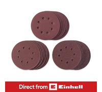 Einhell 25 Piece Disc Sanding Sheet Set 125mm 125mm Assorted Pack of 25