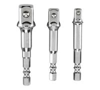 Einhell - 3 Piece Original Adapter Set, 65/72 mm, 1/4" / 3/8" / 1/2" (Chrome Vanadium, High Wear Resistance, E 6.3 Base)