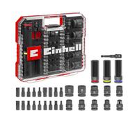 Original Einhell Impact 32-piece socket set (18x 30 mm Kraftbits, 9x 40 mm sockets, 3x 80 mm sockets, S2 and CrMo steel, plastic sleeve, automotive)