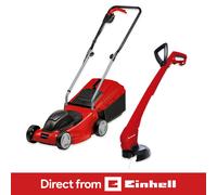 Einhell 32cm Lawnmower And 23cm Grass Trimmer Set Corded Garden Bundle Red