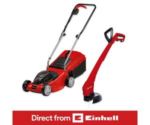 Einhell 32cm Lawnmower And 23cm Grass Trimmer Set Corded Garden Bundle Red