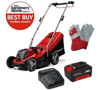 Einhell 33Cm Cordless Lawnmower 18V Rotary Pxc With Battery And Charger 30L Grass Box Brushless Ge-Cm 18/33 Li Kit + Gloves