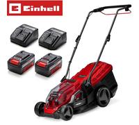 Einhell Cordless Lawnmower with Battery (x2) and Charger (x2) 36V Power X-Change, 36cm Cutting Width, 40L Grass Box, Brushless Motor, 6 Cutting Heights GE-CM 36/36 Li Electric Lawn Mower
