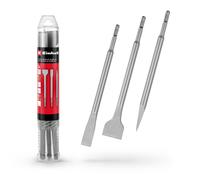 Original Einhell 3-Piece SDS Plus Chisel Set, 250 mm (Pointed, 20 mm Wide Flat, 40 mm Wide Spade Chisels Made of Durable 40Cr Steel for Demolition and Renovation Work)
