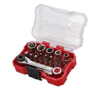 Original Einhell XS-CASE 21-piece bit and socket set (25 mm bits, sockets, quick-change bit holder, adapter, reversible ratchet incl. storage box)