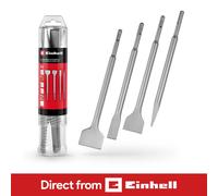 Einhell 4x Chisel Bit Set 250mm For SDS+ Rotary Hammers Flat Spade Tile Steel