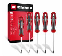 Original Einhell Screwdriver Set 5 pcs T-Profile (CRV Blades, Magnetic Tip, Sizes T10/T15/T20/T25/T30, Ergonomic Handles, Hanging Holes)