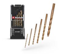 Einhell 6-Piece HSS-Co Metal Drill Bit Set | HSS M35 Steel | Cobalt Alloy | 135° Split Point | Milled Type N Flute | Triangular Shank | Includes Case