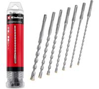 Original Einhell 7-Piece SDS Plus Hammer Drill Bit Set, 210 mm (Made of 40Cr Tool Steel with Four-Edged Carbide Plate, Centring Tip, for Renovation or Concrete-Related Fastening Work)