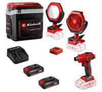 Einhell CAMPER 18v Cordless Cool Box and Warmer with Camping Accessory Kit 2 x 2.5ah Li-ion Battery Charger