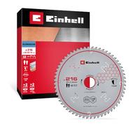 Einhell Circular Saw Blade, Aluminium, Ø 216 x 30 mm, 60T | HLTCG Tooth Geometry | PTFE Coating | Thermal Slots | Vibration & Noise Control | For Mitre Saws | Reducing Rings