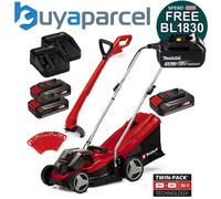 Einhell Cordless 36v Lawnmower 33cm Cut Brushless + Grass Trimmer 3x Batteries