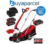 Einhell Cordless 36v Lawnmower 33cm Cut Brushless + Grass Trimmer 3x Batteries