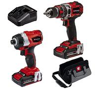 Einhell Cordless Drill and Impact Driver Set 18V Power X-Change, Includes Storage Bag, 2 x Batteries and Charger, Brushless Combi Drills and Driver Sets Cordless TP-CD 18/50 Li-i + TP-CI 18 Li
