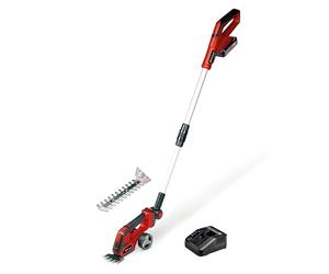 Einhell Cordless Electric Grass and Shrub Shears with Battery and Charger 18V Power X-Change, Telescopic Handle, Interchangeable 2 Blade System For Cutting Grass, Brushes GE-CG 18/100 Li T Kit