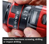 Einhell Cordless Impact Drill Driver with Battery and Charger 18V Power X-Change, 44Nm, 3-in-1 Combi Drill, Hammer Drill and Screwdriver, Battery Pow