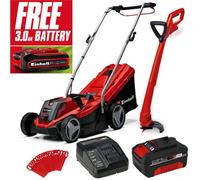 Einhell Cordless Lawnmower 33Cm + Strimmer + 4.0Ah Battery + Charger Pxc Ge-Cm 18/33 + Free 3.0Ah Battery