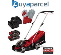 Einhell Cordless Twin 18v 36v Lawnmower 33cm Cut x5 Heights PXC 2x2.5 + Gloves