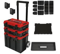 Einhell E-Case Tower Tool Storage System - 3 Stackable Cases With Wheels And Telescopic Handle - Power Tool Box, Lockable