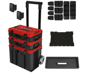 Einhell E-Case Tower Tool Storage System - 3 Stackable Cases With Wheels And Telescopic Handle - Power Tool Box, Lockable