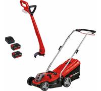 Einhell GE-CM 18/33-2 Li Set 18v Cordless Rotary Lawnmower and Grass Trimmer Kit 2 x 4ah Li-ion Battery Charger
