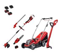 Einhell GE-CM 18v Cordless Rotary Lawnmower, Grass Trimmer and Multi Tool Kit 2 x 4ah Li-ion Battery Charger