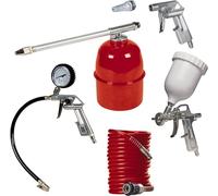 Einhell Metal Air Tool Accessory Set | 5 Pc Compressor Air Tools With Quick Coupling - Airbrush Kit, Spray Gun, Blow-Out Gun, 4M Compressed Air Hose, Tyre Pressure Gauge And Inflator
