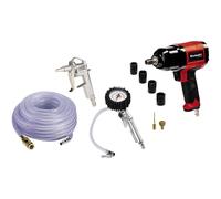 Einhell Original 10-Piece Compressed Air Accessory Set (Impact, Blow Gun, Tire Inflator, Braided Hose 15 m, Ball Adapter Set, 4 Keys, Quick Coupling)