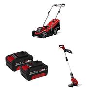 Einhell Power X-Change 18V Cordless Bundle - Lawnmower (33cm) With Battery and Charger, 4.0Ah Lithium-Ion Battery Twin Pack, and Strimmer (24cm)