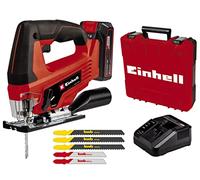 Einhell Power X-Change 18V Cordless Jigsaw | Electric Jig Saw To Cut Wood, Plastic And Metal | TC-JS 18 Li Kit With 2.5Ah Battery, Fast Charger And