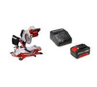 Einhell Power X-Change 18V Cordless Mitre Saw With Battery And Charger - 210mm Circular Saw With Work Table, LED, Dust Collection, 45° Mitre, +/-47° Bevel - TE-MS 18/210 Li + 4Ah Starter Kit