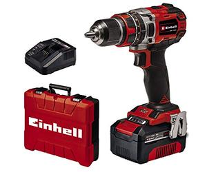 Einhell Power X-Change 50Nm Cordless Drill Driver with Battery and Charger - 18V Brushless 3-in-1 Combi Drill, Hammer Drill and Screwdriver - TE-CD 18/50 Li-i Impact Drill Set, Red/Black